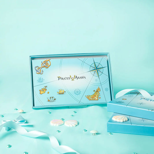 Pirates of Arabia packaging on a light blue background