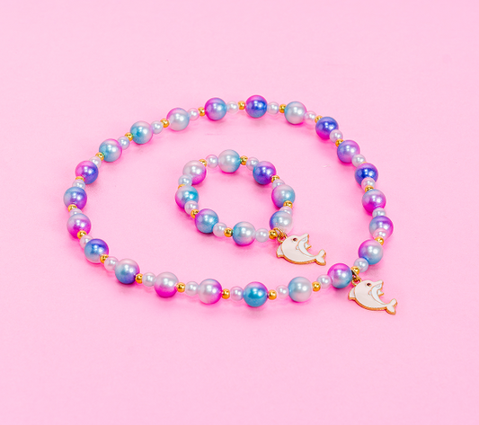 Mermaid Necklace & Bracelet Set Dolphin